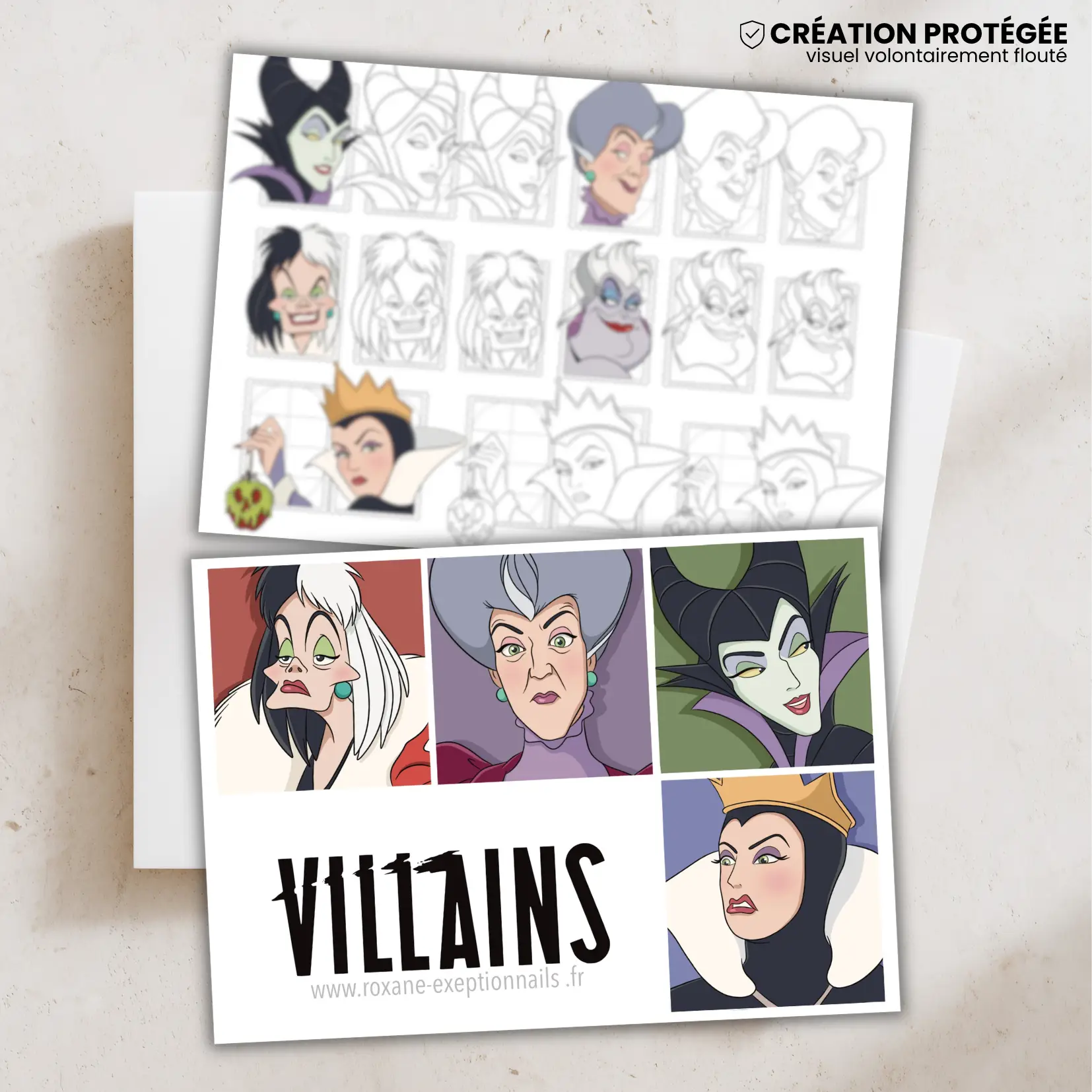 Vilains n°1 (Maléfique, Lady Tremaine, Cruella, Ursula, Maléfique) – 1 mini carte