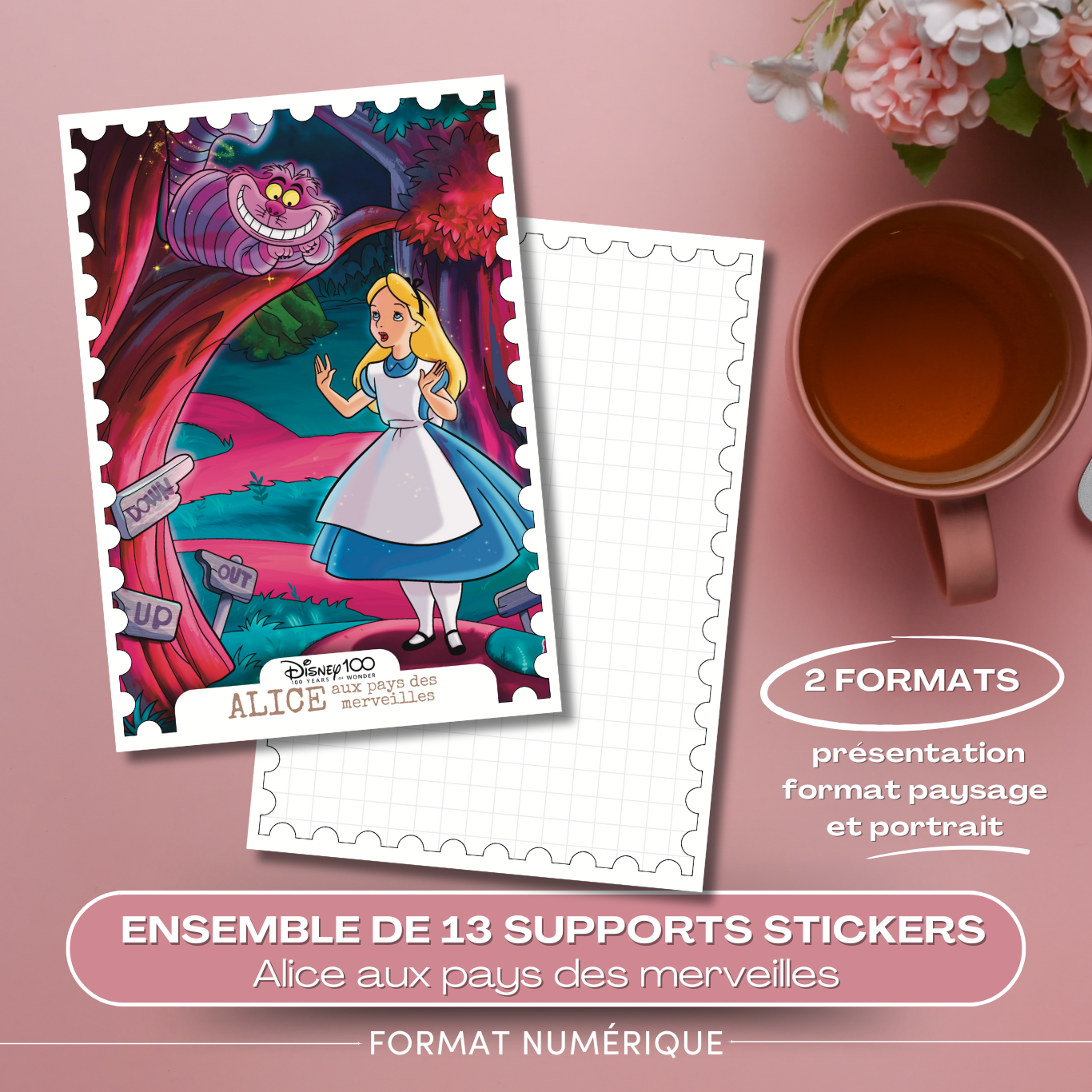 Alice aux pays des merveilles - lot de 13 fonds de carnet – Image 6