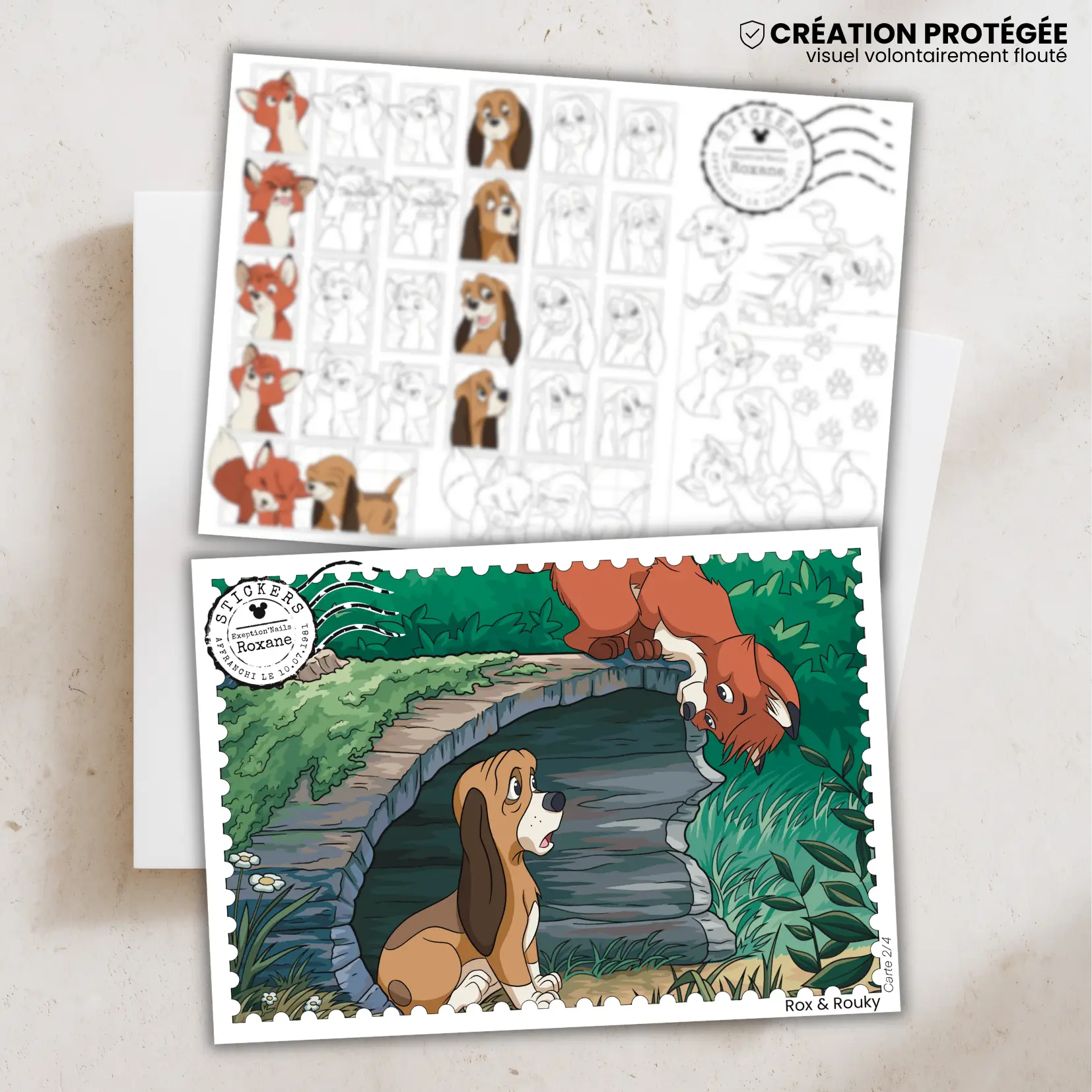 Précommande – Rox et Rouky – 4 cartes