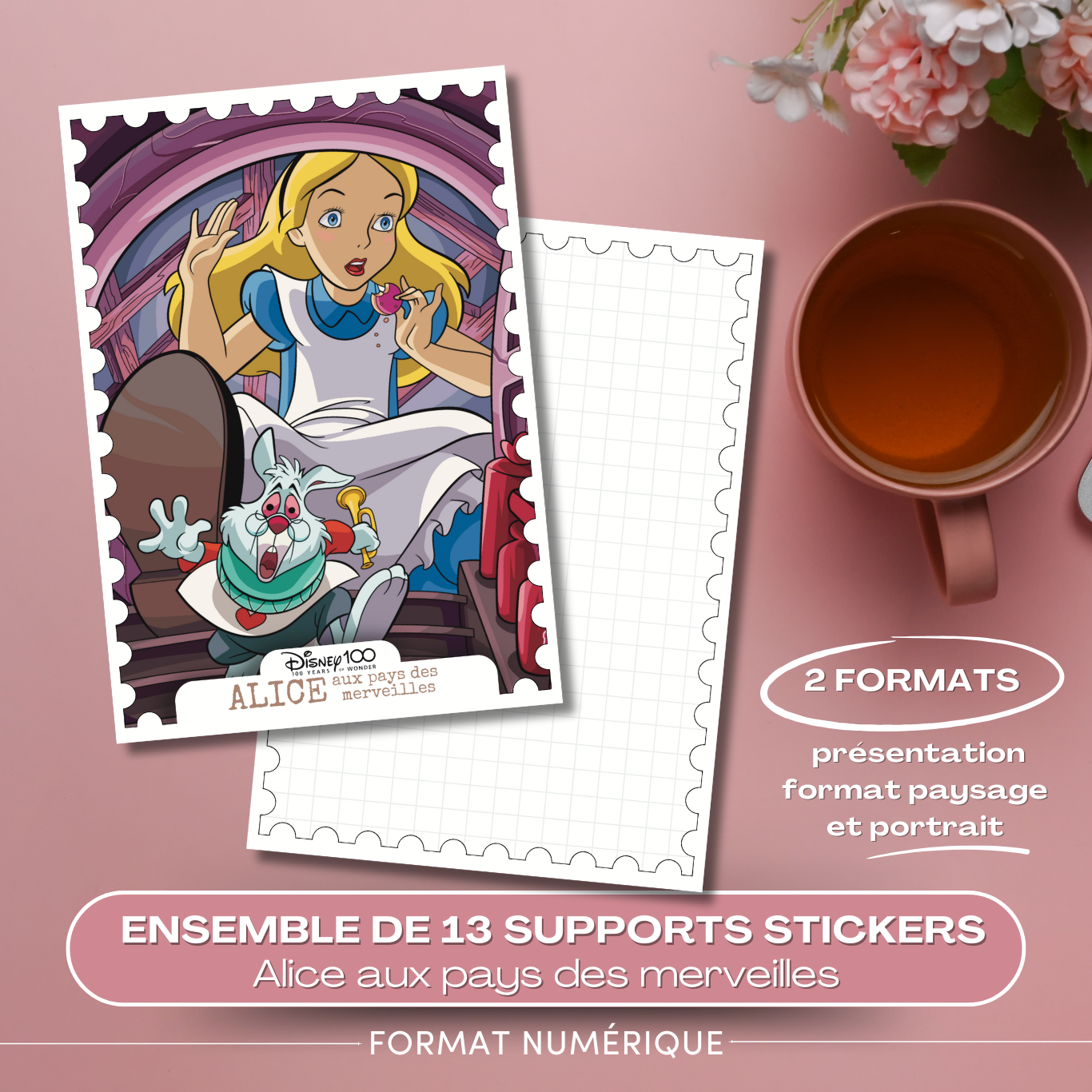 Alice aux pays des merveilles - lot de 13 fonds de carnet – Image 3