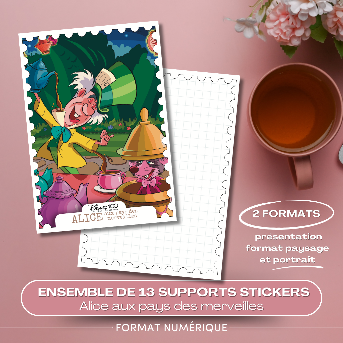 Alice aux pays des merveilles - lot de 13 fonds de carnet – Image 4