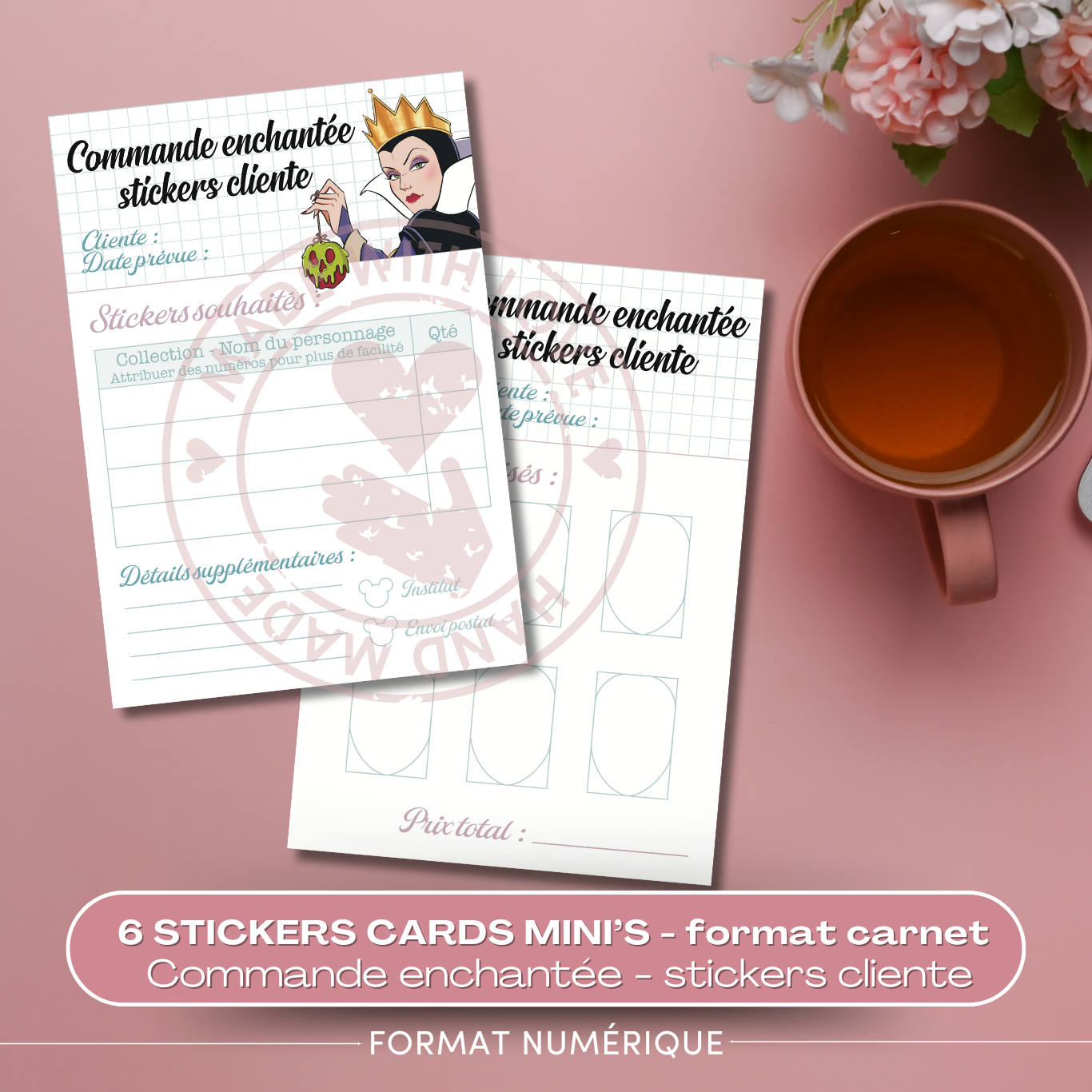 6 cartes pour commandes stickers cliente – Édition Vilains
