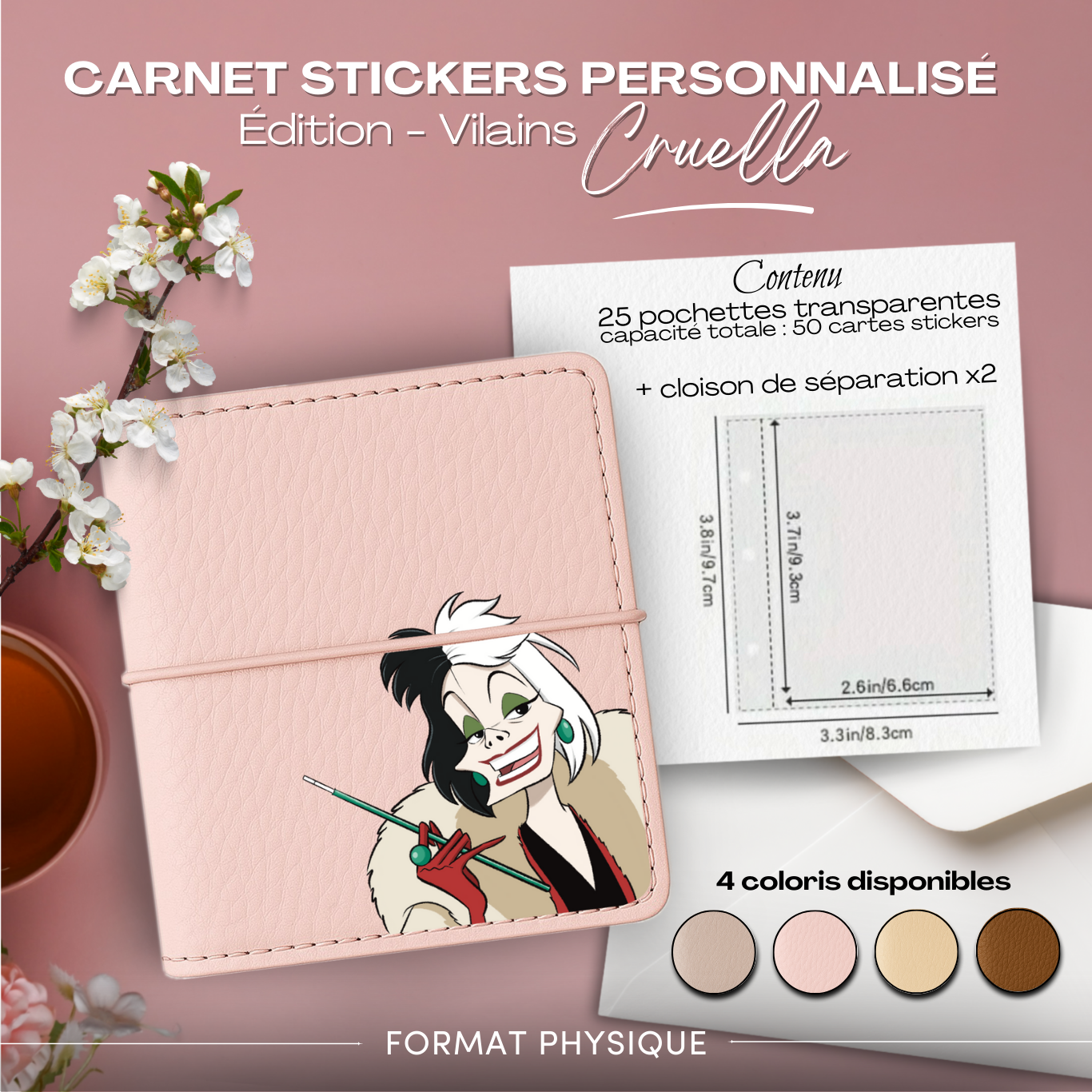 Carnet Stickers personnalisé – Édition Vilains – Cruella